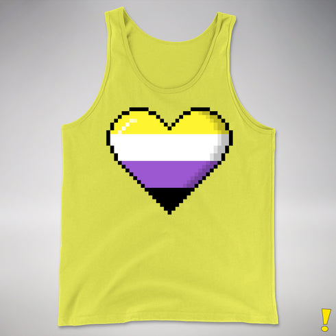 Nonbinary Pride 8-Bit Pixel Heart Premium Tank Top - Neon Yellow